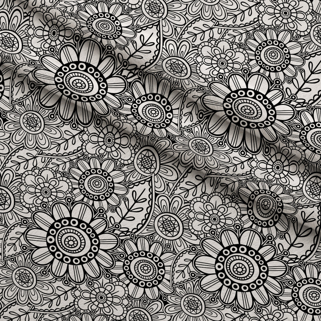 Doodle Garden Pattern 2 Fleece Fabric — fleece fabric folded close-up preview (mv-fleece-v1:lying)