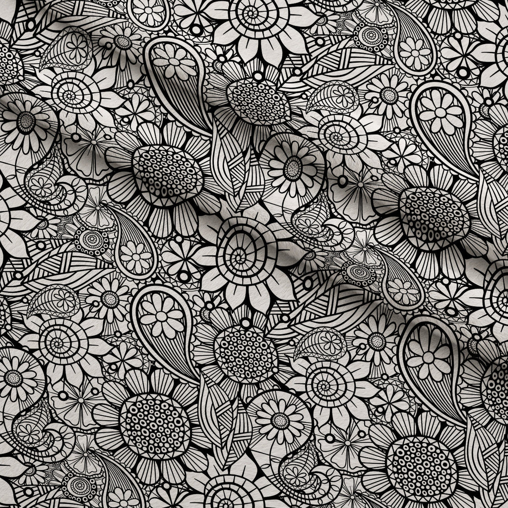 Doodle Garden Pattern 5 Fleece Fabric — fleece fabric folded close-up preview (mv-fleece-v1:lying)