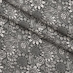 Doodle Garden Pattern 5 Fleece Fabric — fleece fabric folded close-up preview (mv-fleece-v1:lying)