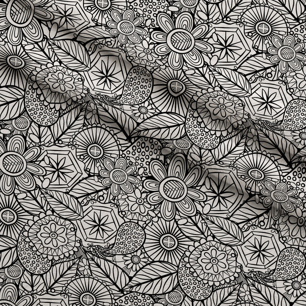 Doodle Garden Pattern 6 Fleece Fabric — fleece fabric folded close-up preview (mv-fleece-v1:lying)