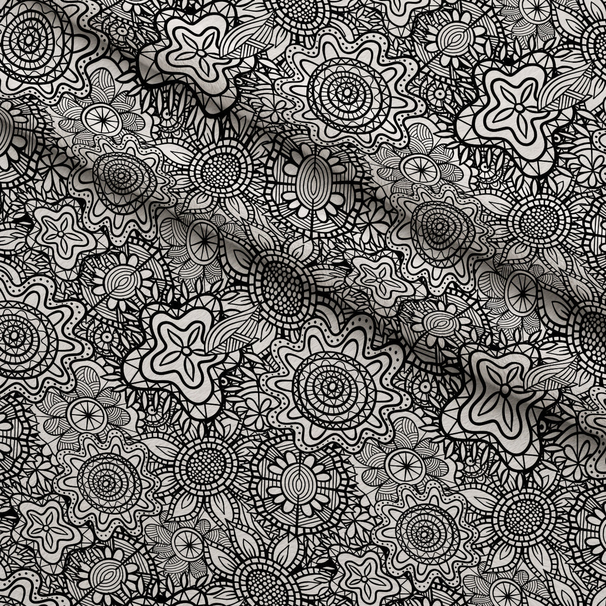 Doodle Garden Pattern 7 Fleece Fabric — fleece fabric folded close-up preview (mv-fleece-v1:lying)