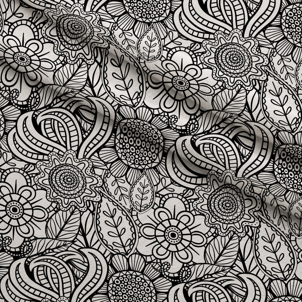 Doodle Garden Pattern 8 Fleece Fabric — fleece fabric folded close-up preview (mv-fleece-v1:lying)