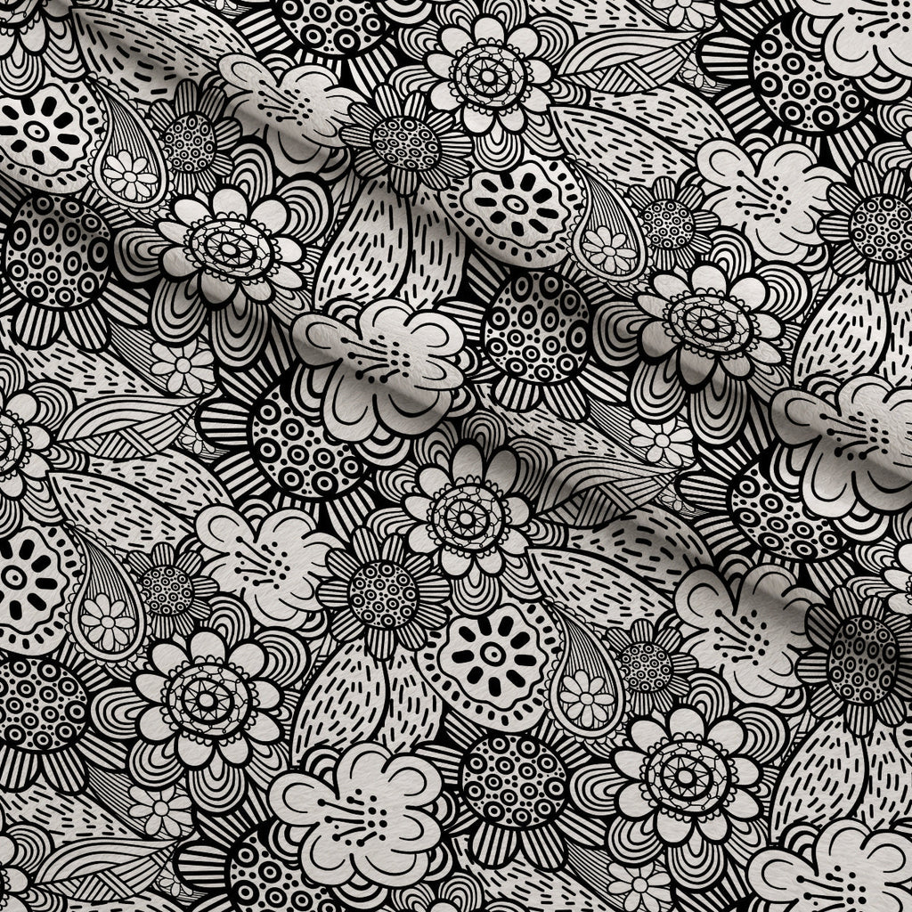 Doodle Garden Pattern 9 Fleece Fabric — fleece fabric folded close-up preview (mv-fleece-v1:lying)