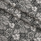 Doodle Garden Pattern 9 Fleece Fabric — fleece fabric folded close-up preview (mv-fleece-v1:lying)