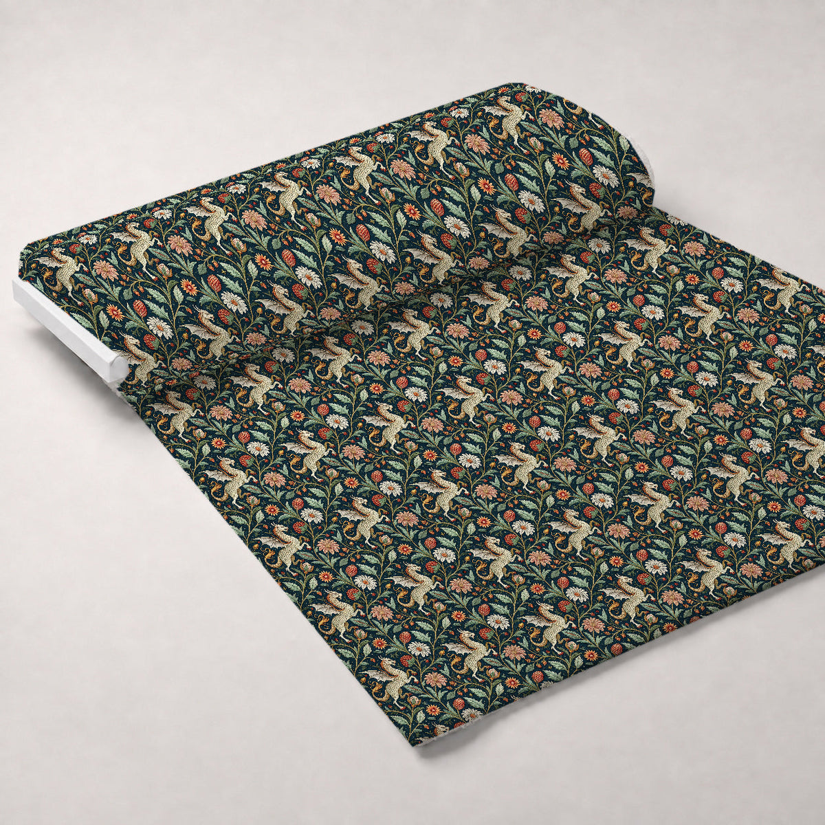 Dragon Garden Pattern 1 Fleece Fabric — fleece fabric unrolled bolt preview (mv-fleece-v1:bolt)