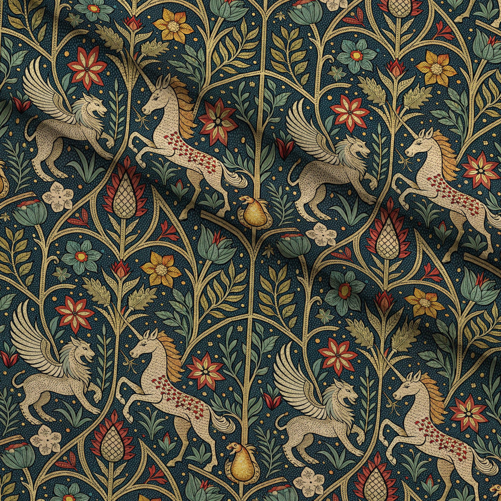 Dragon Garden Pattern 2 Fleece Fabric — fleece fabric folded close-up preview (mv-fleece-v1:lying)