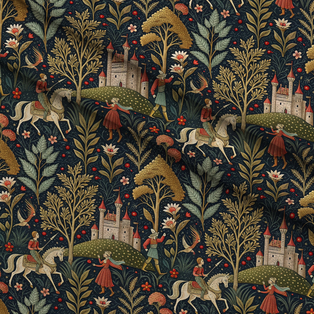 Dragon Garden Pattern 6 Fleece Fabric — fleece fabric folded close-up preview (mv-fleece-v1:lying)