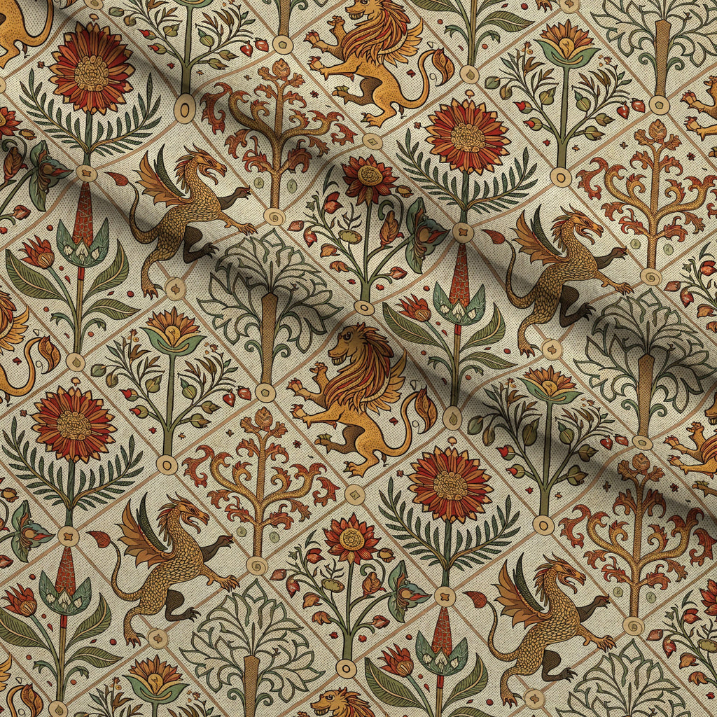 Dragon Garden Pattern 7 Fleece Fabric — fleece fabric folded close-up preview (mv-fleece-v1:lying)