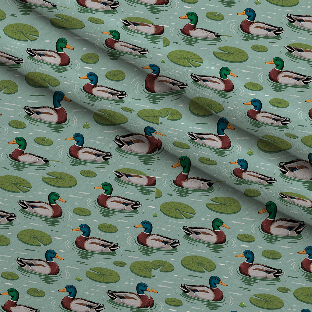 Drakes and Lilies Pattern 10 Fleece Fabric — fleece fabric folded close-up preview (mv-fleece-v1:lying)