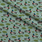 Drakes and Lilies Pattern 10 Fleece Fabric — fleece fabric folded close-up preview (mv-fleece-v1:lying)