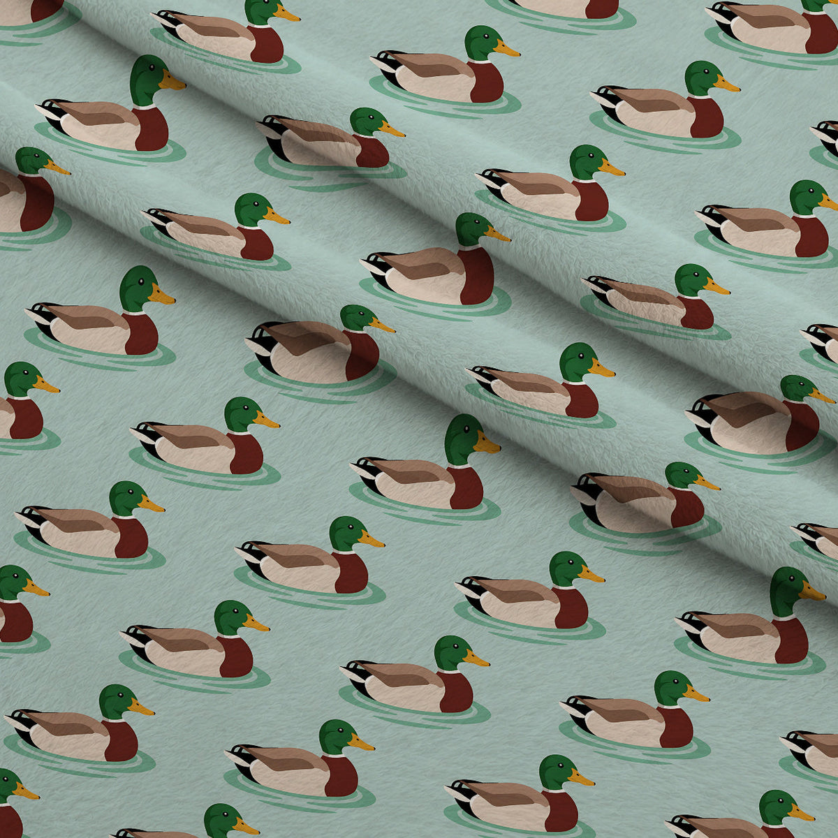 Drakes and Lilies Pattern 13 Fleece Fabric — fleece fabric folded close-up preview (mv-fleece-v1:lying)
