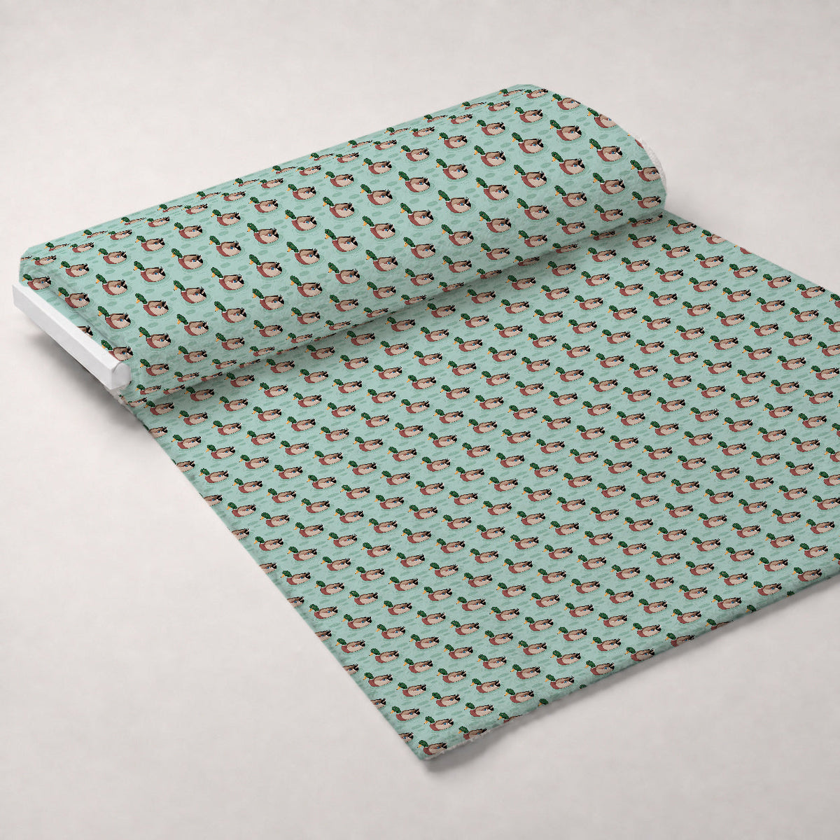 Drakes and Lilies Pattern 14 Fleece Fabric — fleece fabric unrolled bolt preview (mv-fleece-v1:bolt)
