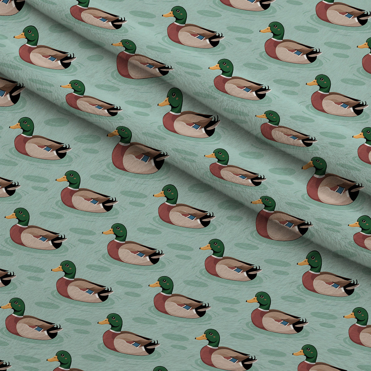 Drakes and Lilies Pattern 14 Fleece Fabric — fleece fabric folded close-up preview (mv-fleece-v1:lying)