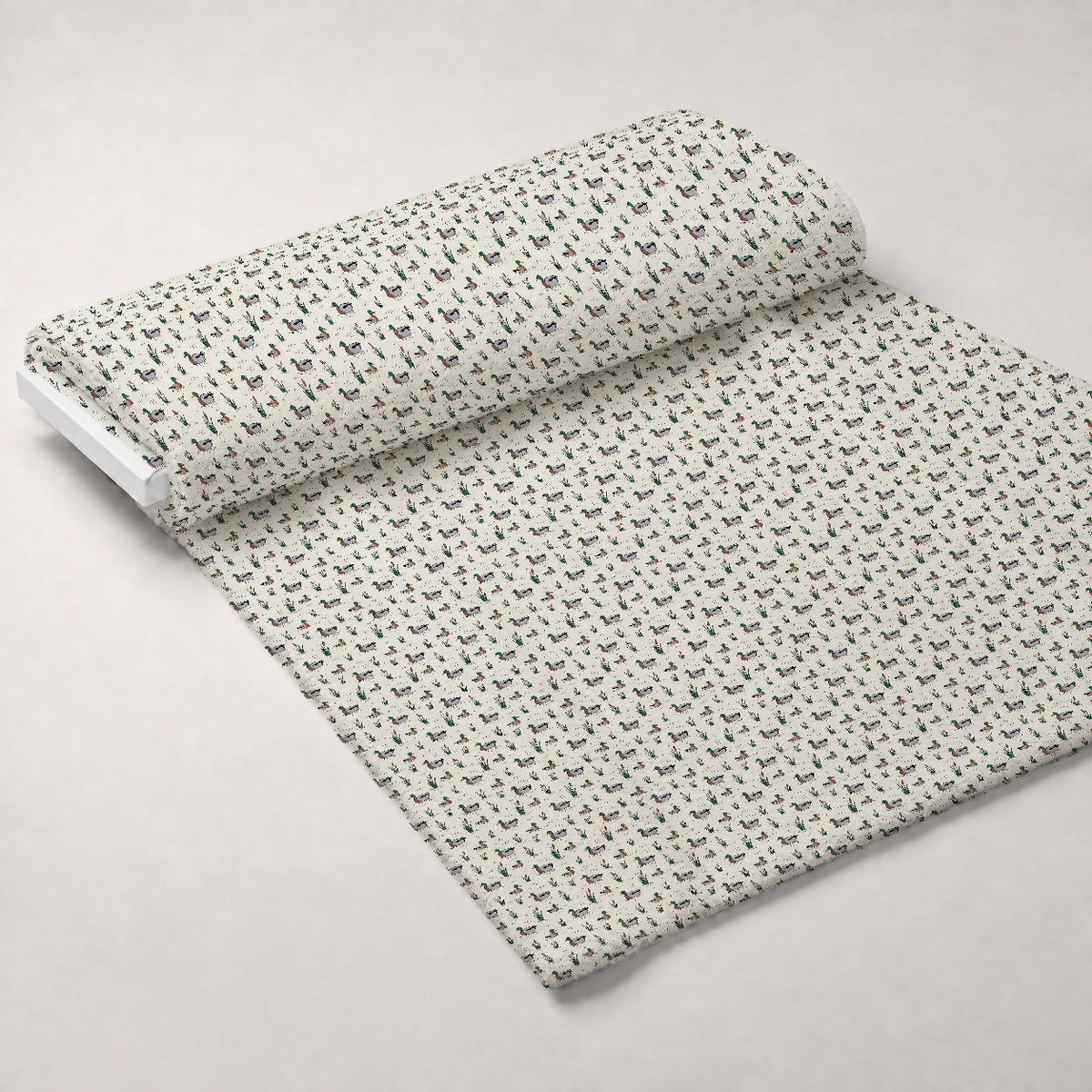 Drakes and Lilies Pattern 20 Fleece Fabric — fleece fabric unrolled bolt preview (mv-fleece-v1:bolt)