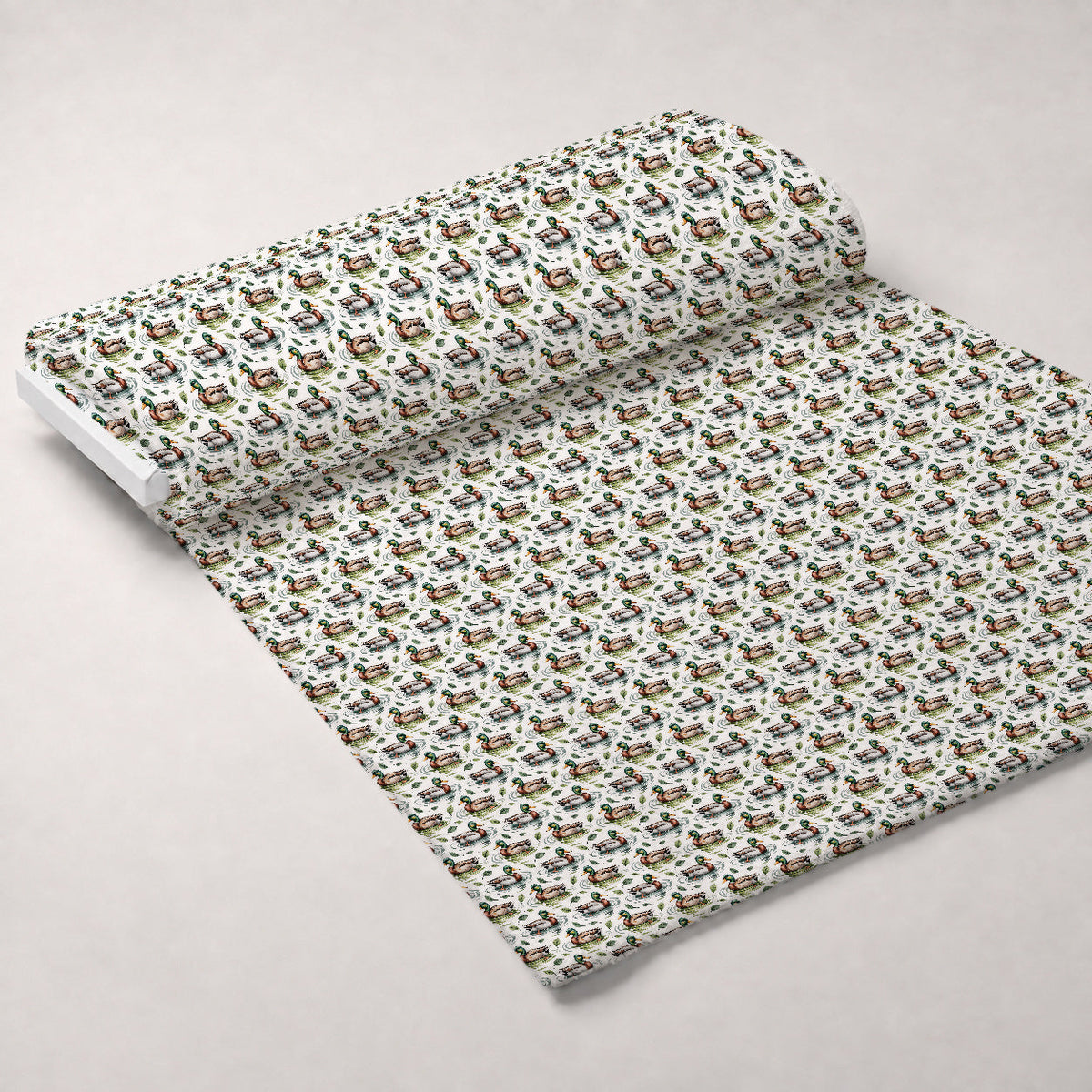 Drakes and Lilies Pattern 21 Fleece Fabric — fleece fabric unrolled bolt preview (mv-fleece-v1:bolt)