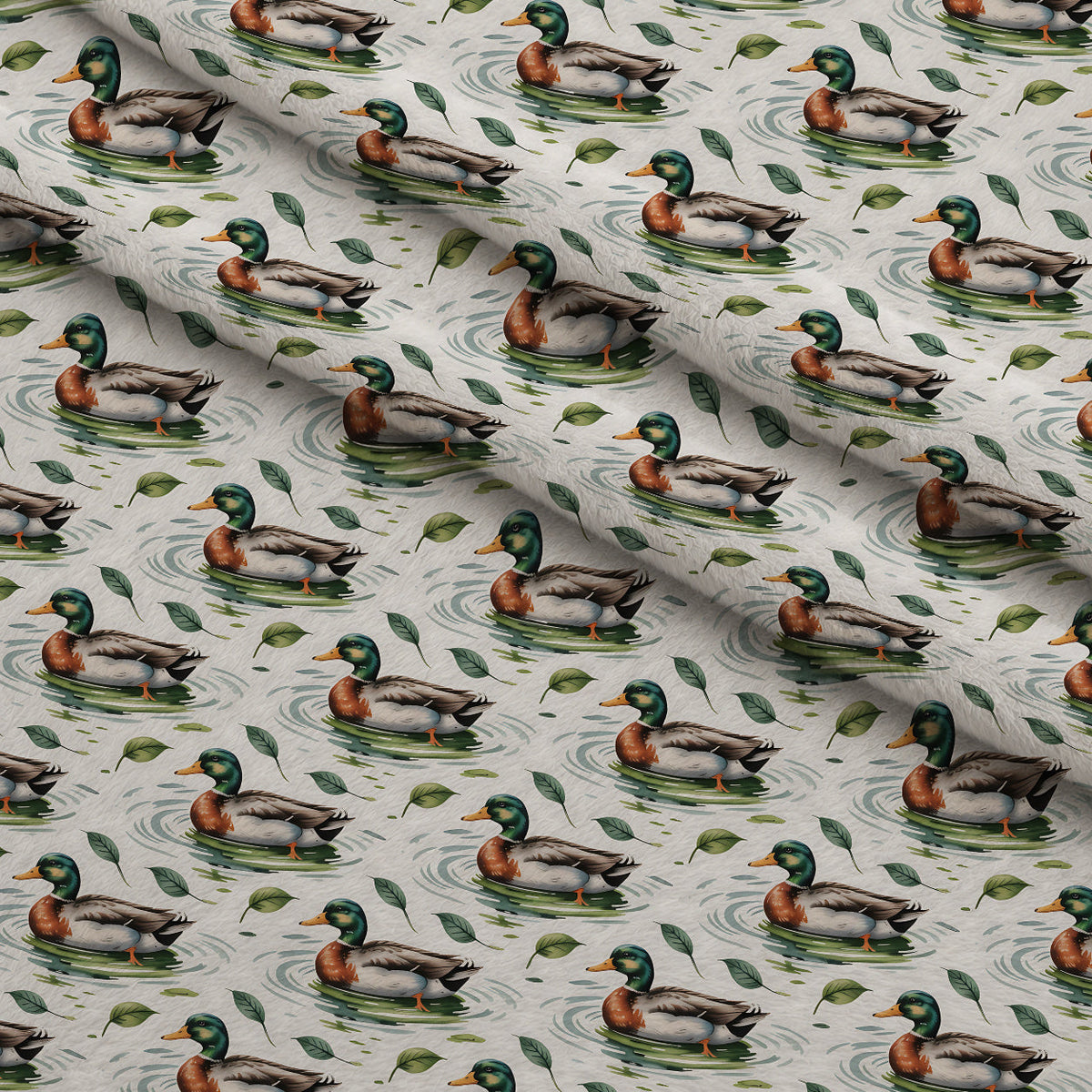 Drakes and Lilies Pattern 22 Fleece Fabric — fleece fabric folded close-up preview (mv-fleece-v1:lying)