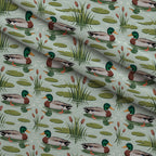 Drakes and Lilies Pattern 23 Fleece Fabric — fleece fabric folded close-up preview (mv-fleece-v1:lying)