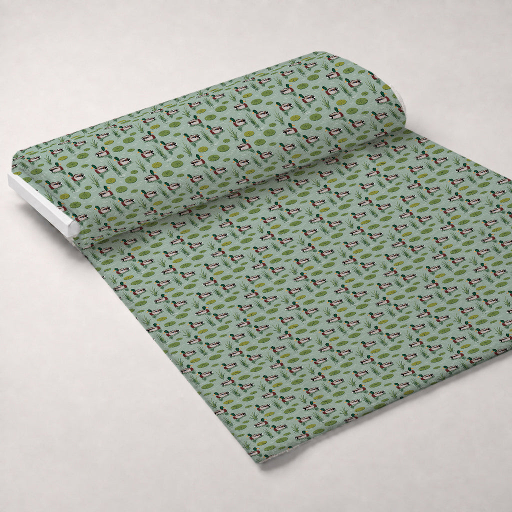 Drakes and Lilies Pattern 24 Fleece Fabric — fleece fabric unrolled bolt preview (mv-fleece-v1:bolt)