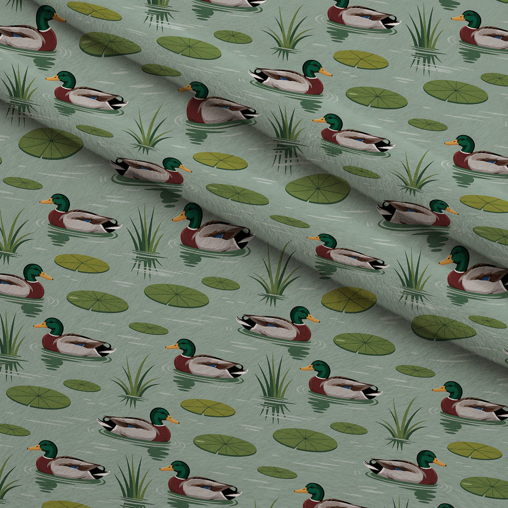Drakes and Lilies Pattern 24 Fleece Fabric — fleece fabric folded close-up preview (mv-fleece-v1:lying)