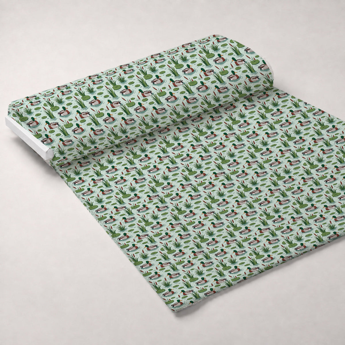 Drakes and Lilies Pattern 3 Fleece Fabric — fleece fabric unrolled bolt preview (mv-fleece-v1:bolt)