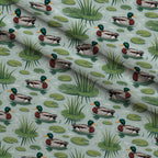 Drakes and Lilies Pattern 4 Fleece Fabric — fleece fabric folded close-up preview (mv-fleece-v1:lying)