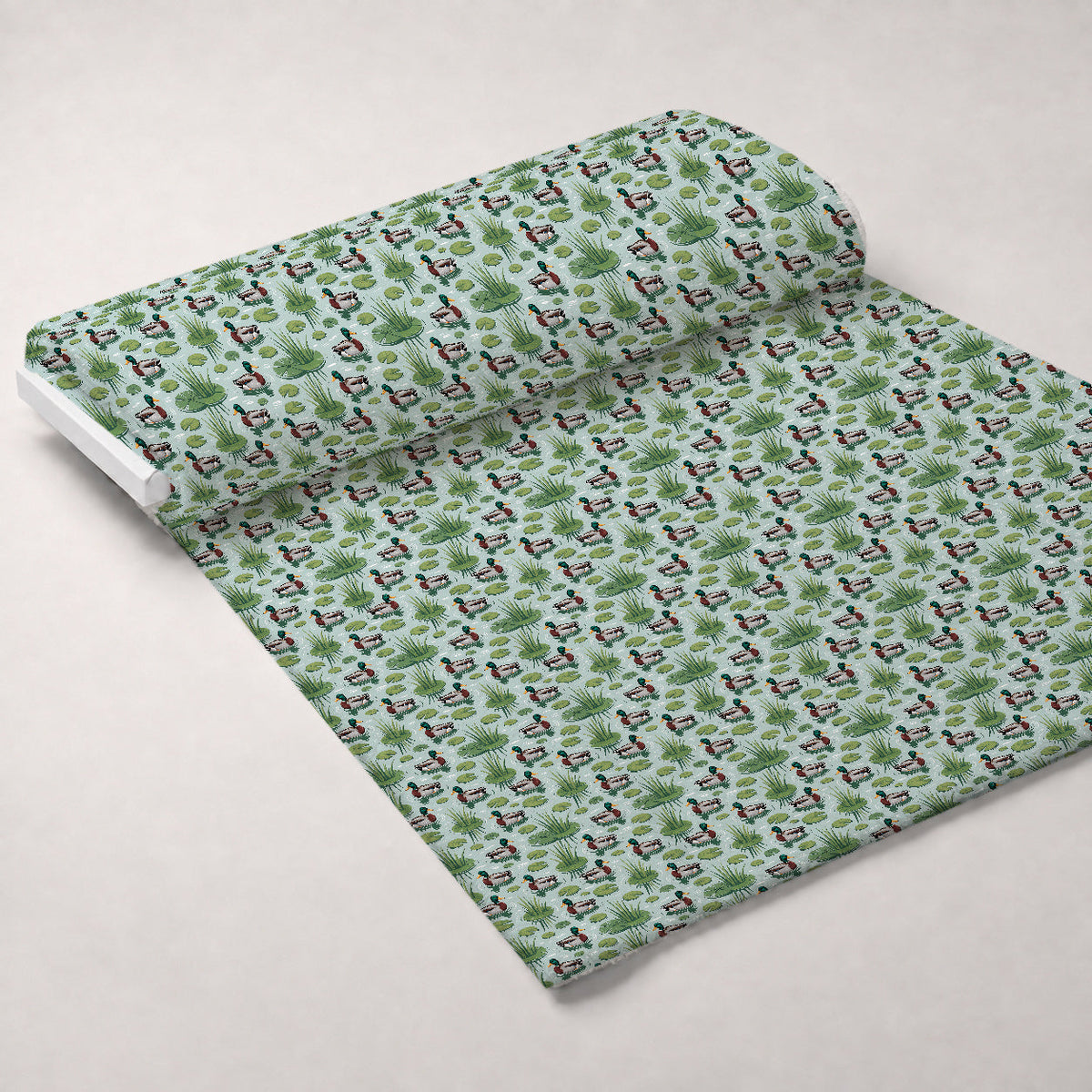 Drakes and Lilies Pattern 4 Fleece Fabric — fleece fabric unrolled bolt preview (mv-fleece-v1:bolt)