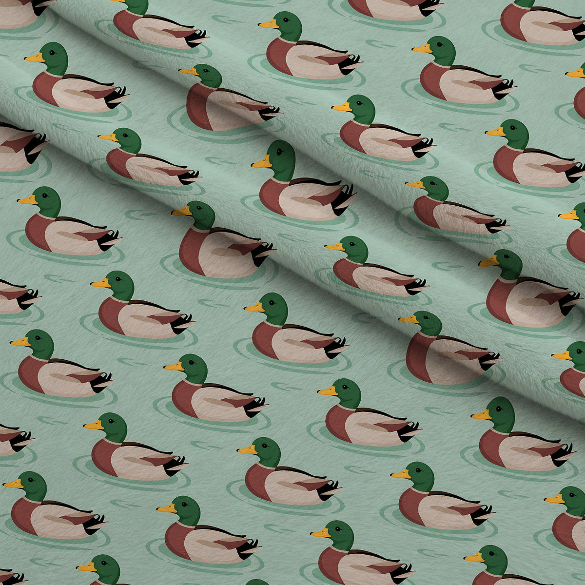 Drakes and Lilies Pattern 5 Fleece Fabric — fleece fabric folded close-up preview (mv-fleece-v1:lying)