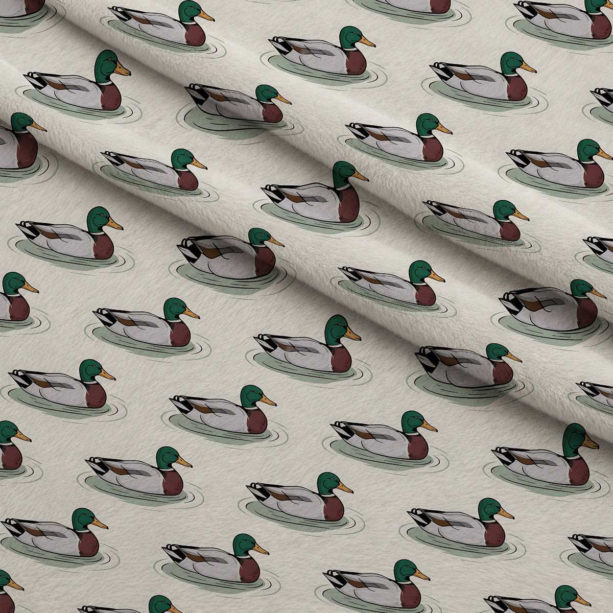 Drakes and Lilies Pattern 6 Fleece Fabric — fleece fabric folded close-up preview (mv-fleece-v1:lying)