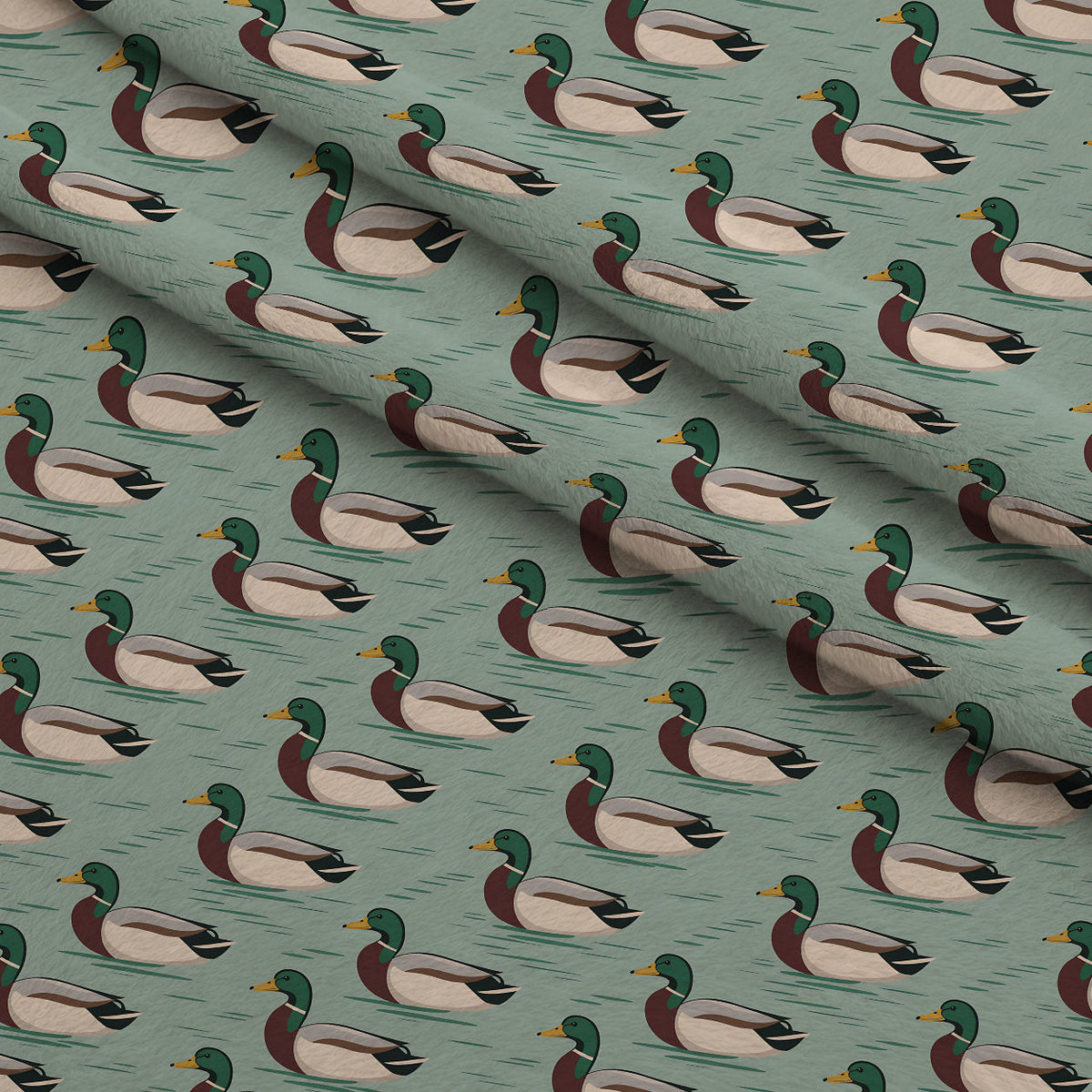 Drakes and Lilies Pattern 7 Fleece Fabric — fleece fabric folded close-up preview (mv-fleece-v1:lying)
