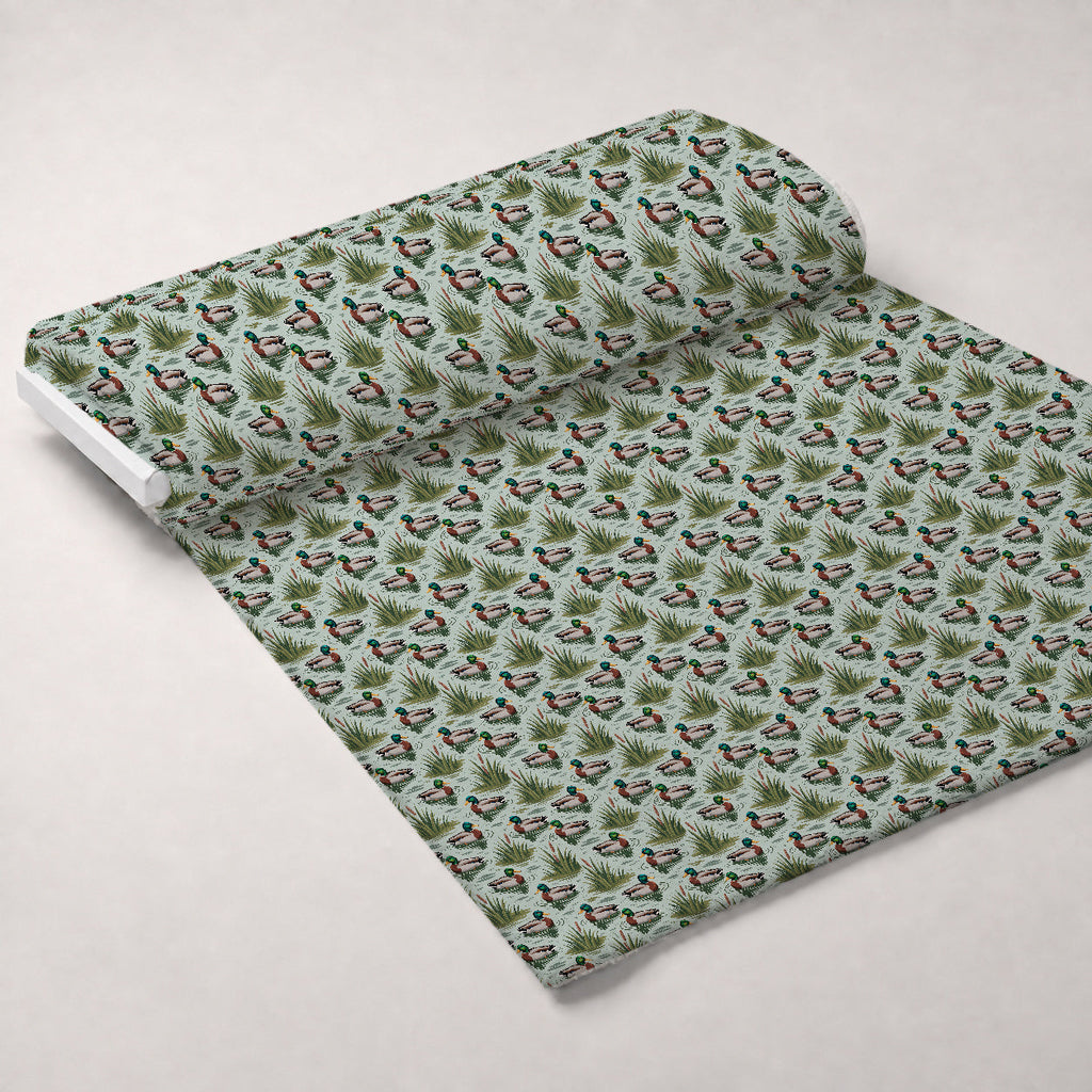 Drakes and Lilies Pattern 9 Fleece Fabric — fleece fabric unrolled bolt preview (mv-fleece-v1:bolt)