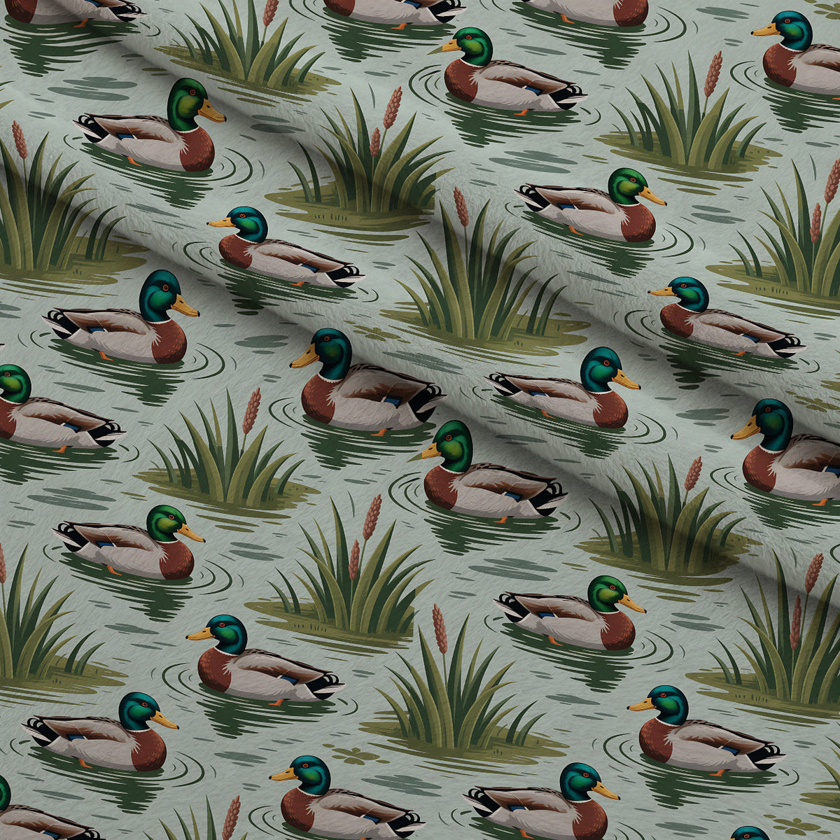 Drakes and Lilies Pattern 9 Fleece Fabric — fleece fabric folded close-up preview (mv-fleece-v1:lying)