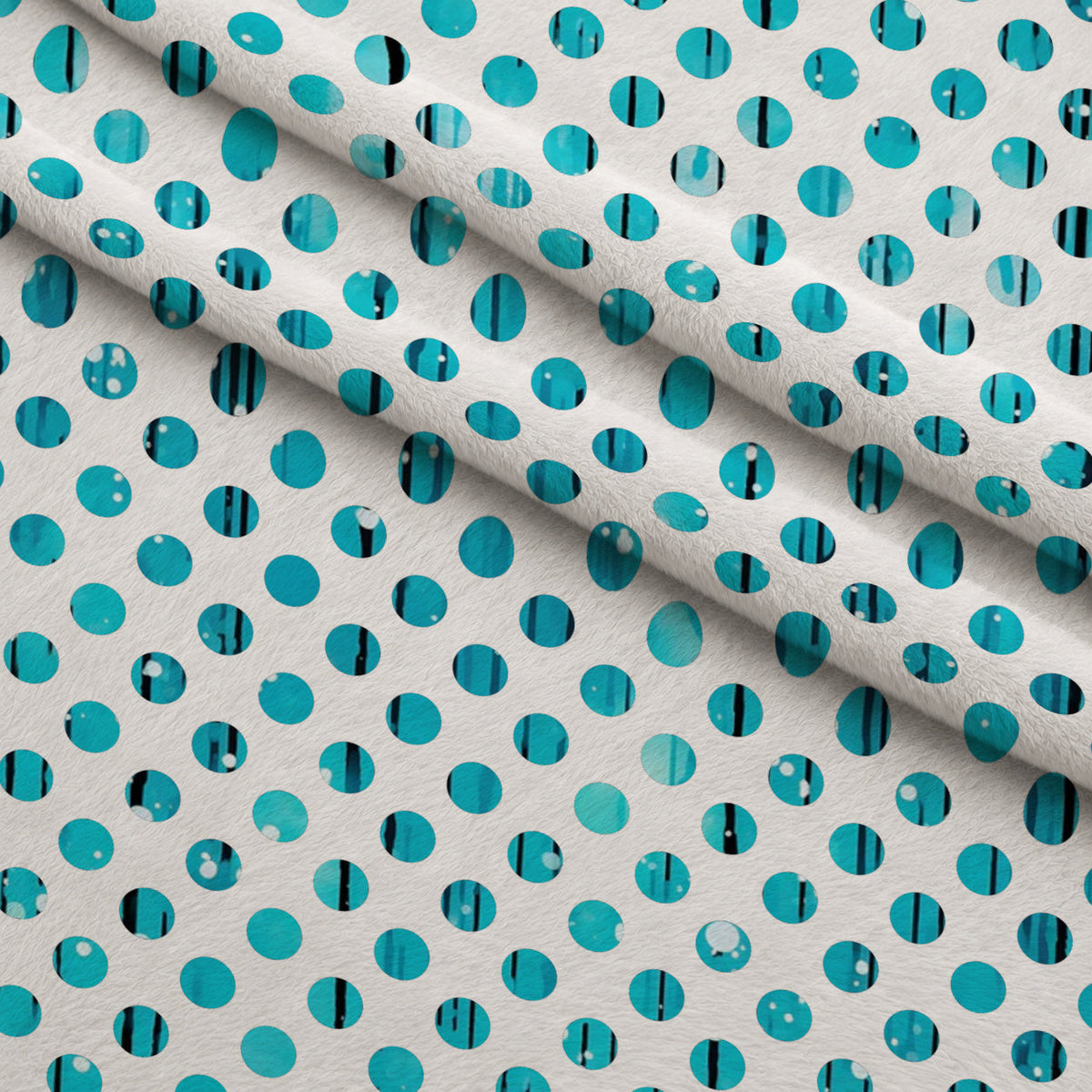 Dripping Turquoise Liquid Pattern 10 Fleece Fabric — fleece fabric folded close-up preview (mv-fleece-v1:lying)