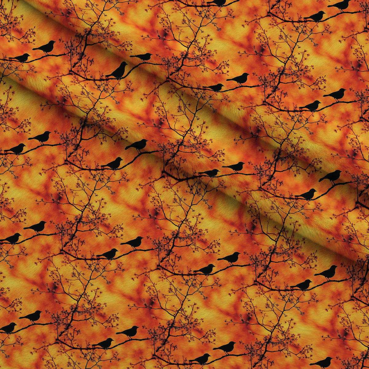 Dusk Silhouettes Pattern 2 Fleece Fabric — fleece fabric folded close-up preview (mv-fleece-v1:lying)