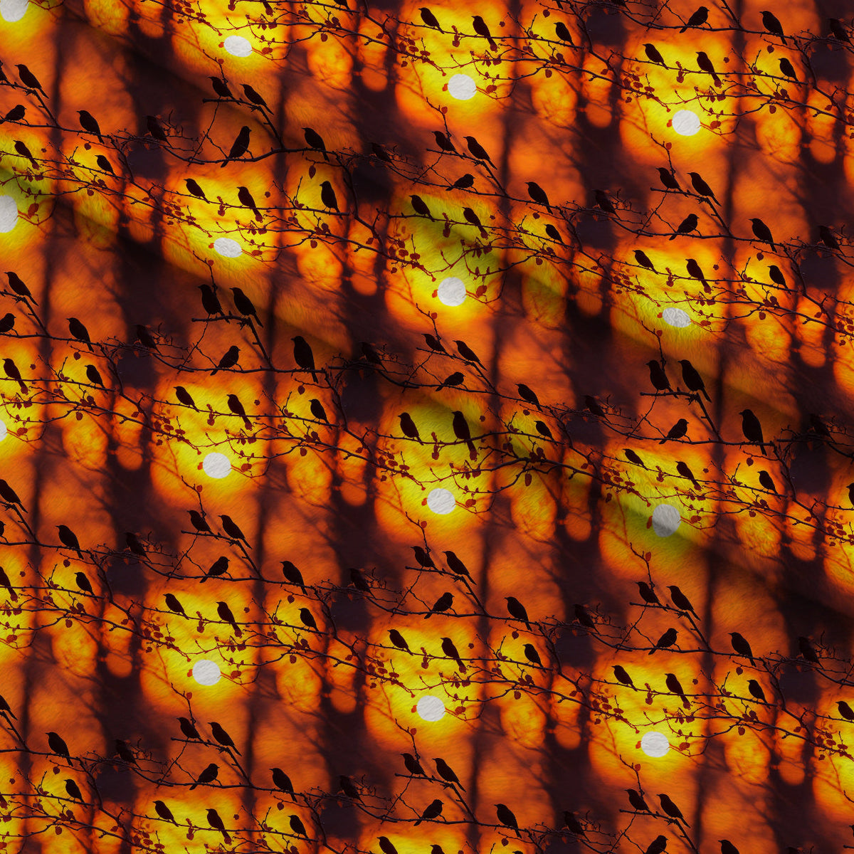Dusk Silhouettes Pattern 4 Fleece Fabric — fleece fabric folded close-up preview (mv-fleece-v1:lying)