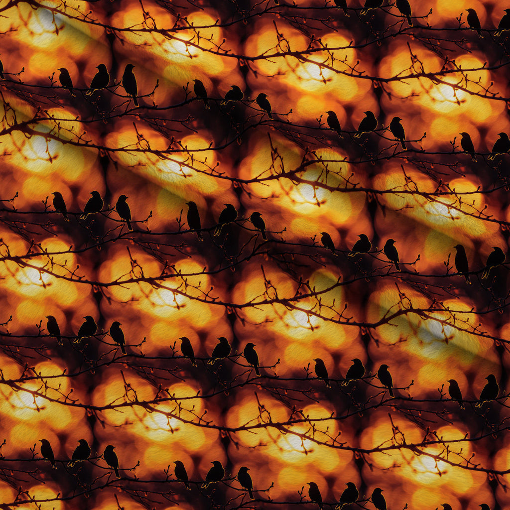Dusk Silhouettes Pattern 6 Fleece Fabric — fleece fabric folded close-up preview (mv-fleece-v1:lying)