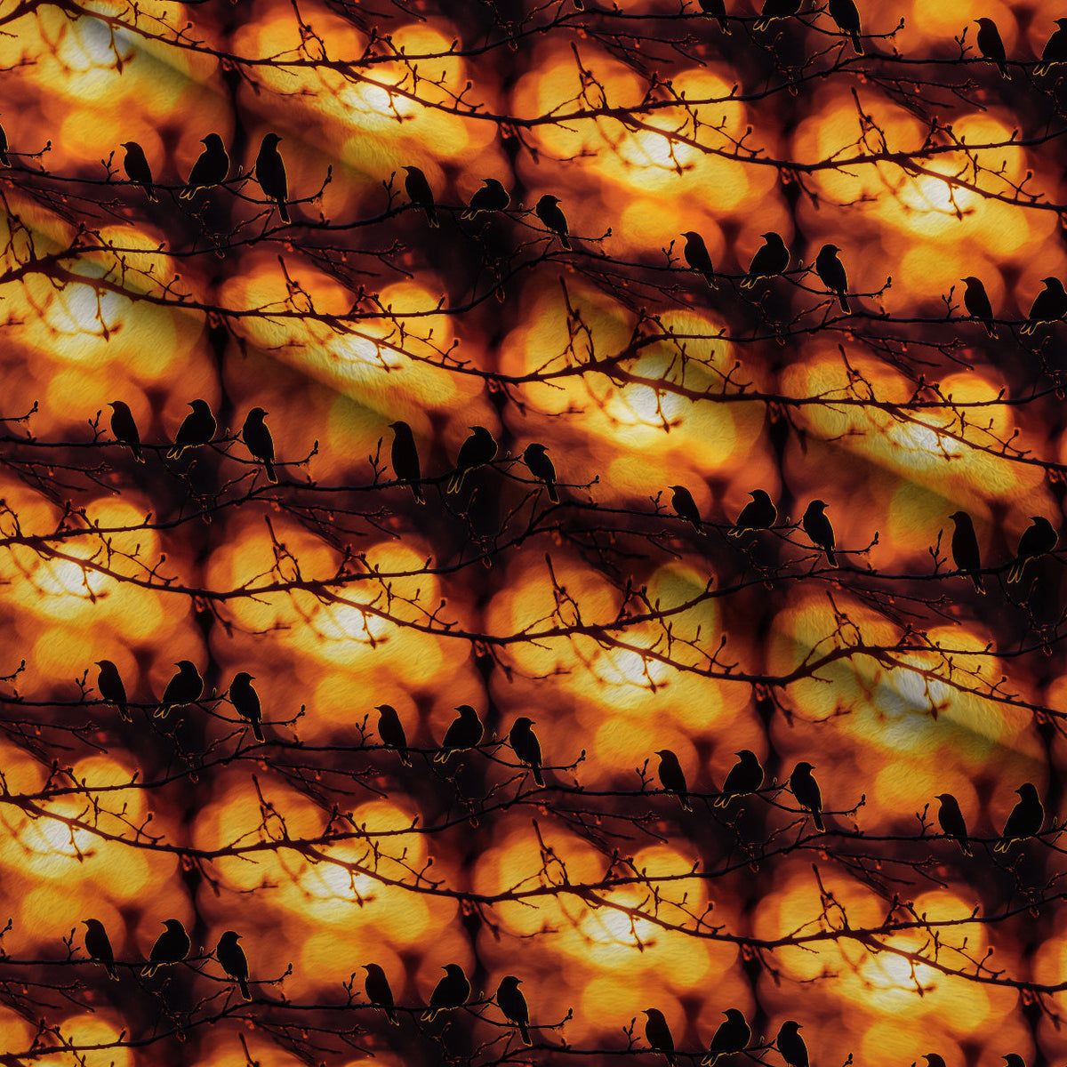 Dusk Silhouettes Pattern 6 Fleece Fabric — fleece fabric folded close-up preview (mv-fleece-v1:lying)