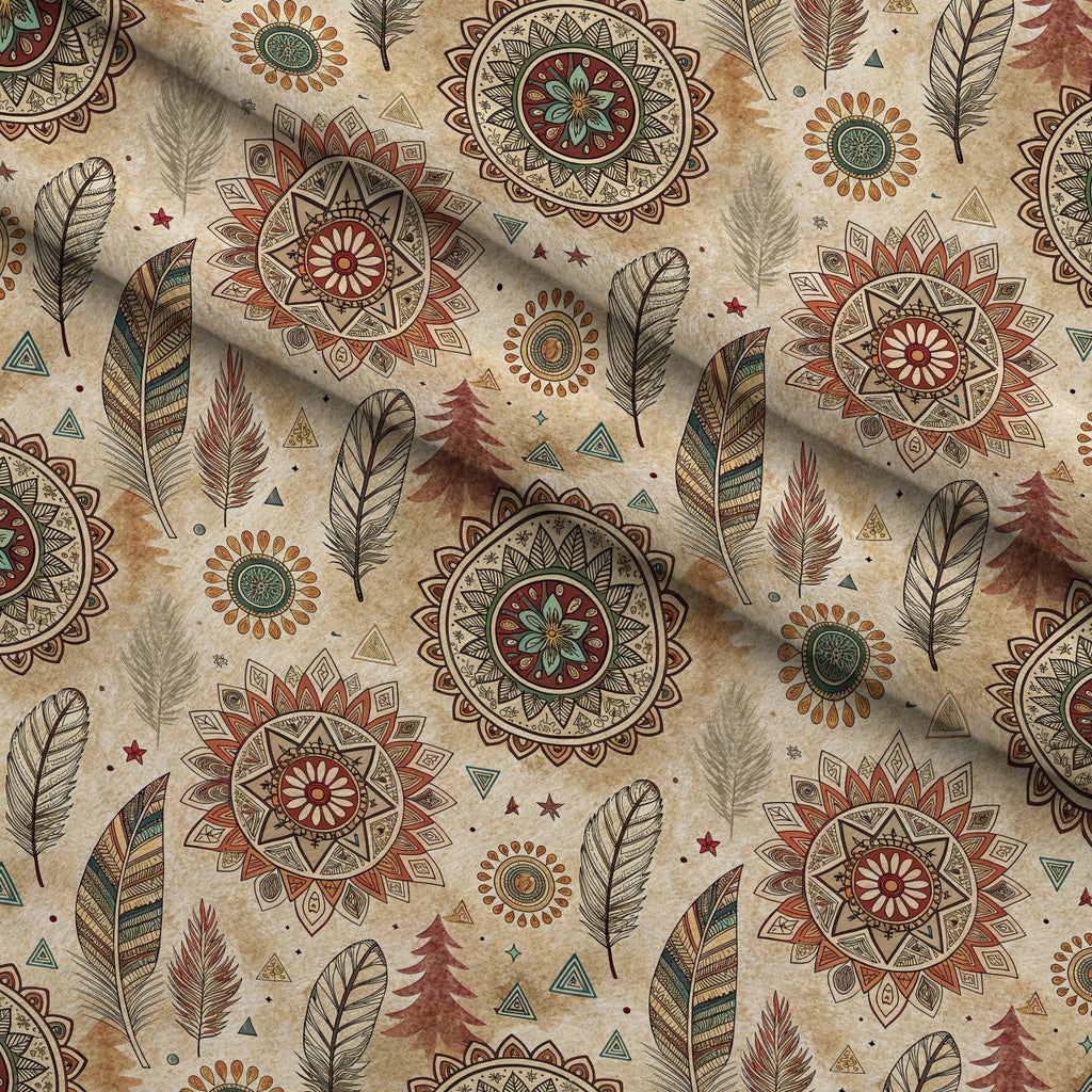 Earthen Plumes Pattern 1 Fleece Fabric — fleece fabric folded close-up preview (mv-fleece-v1:lying)