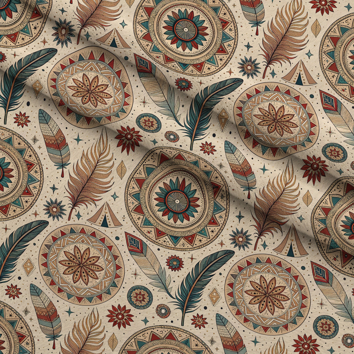 Earthen Plumes Pattern 10 Fleece Fabric — fleece fabric folded close-up preview (mv-fleece-v1:lying)