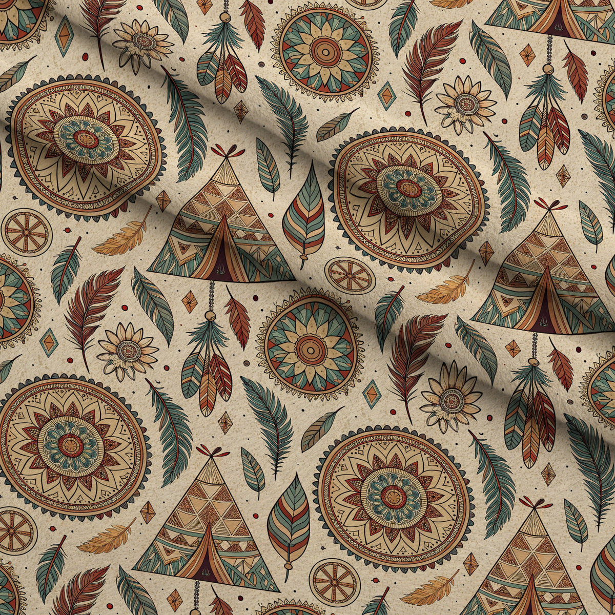 Earthen Plumes Pattern 2 Fleece Fabric — fleece fabric folded close-up preview (mv-fleece-v1:lying)