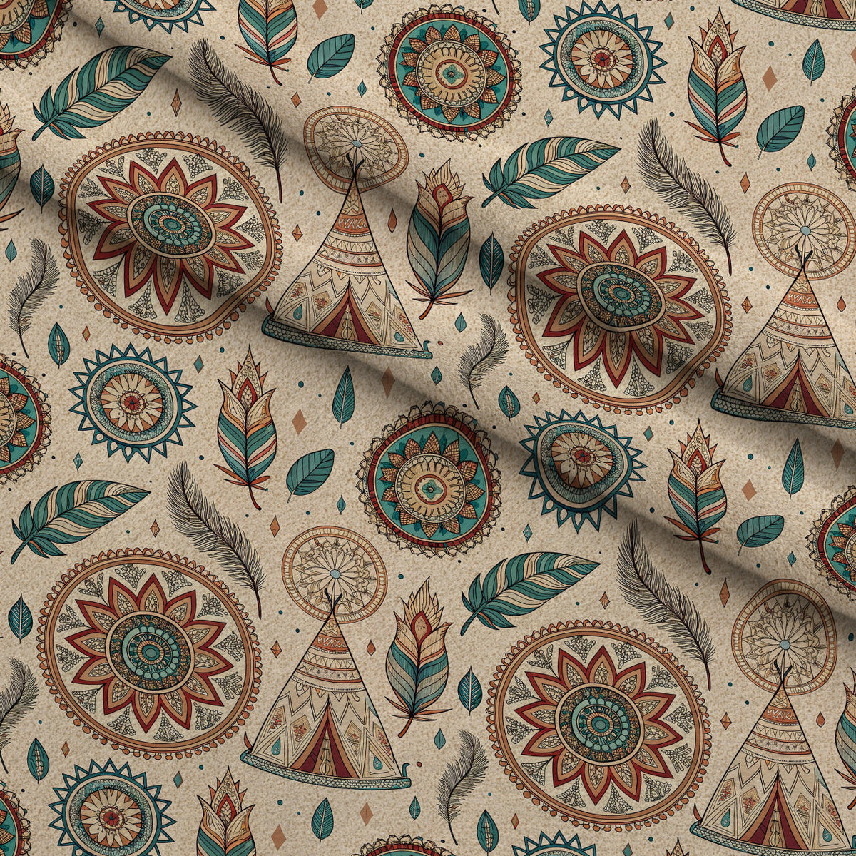 Earthen Plumes Pattern 5 Fleece Fabric — fleece fabric folded close-up preview (mv-fleece-v1:lying)