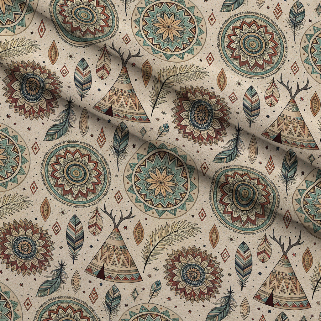 Earthen Plumes Pattern 6 Fleece Fabric — fleece fabric folded close-up preview (mv-fleece-v1:lying)