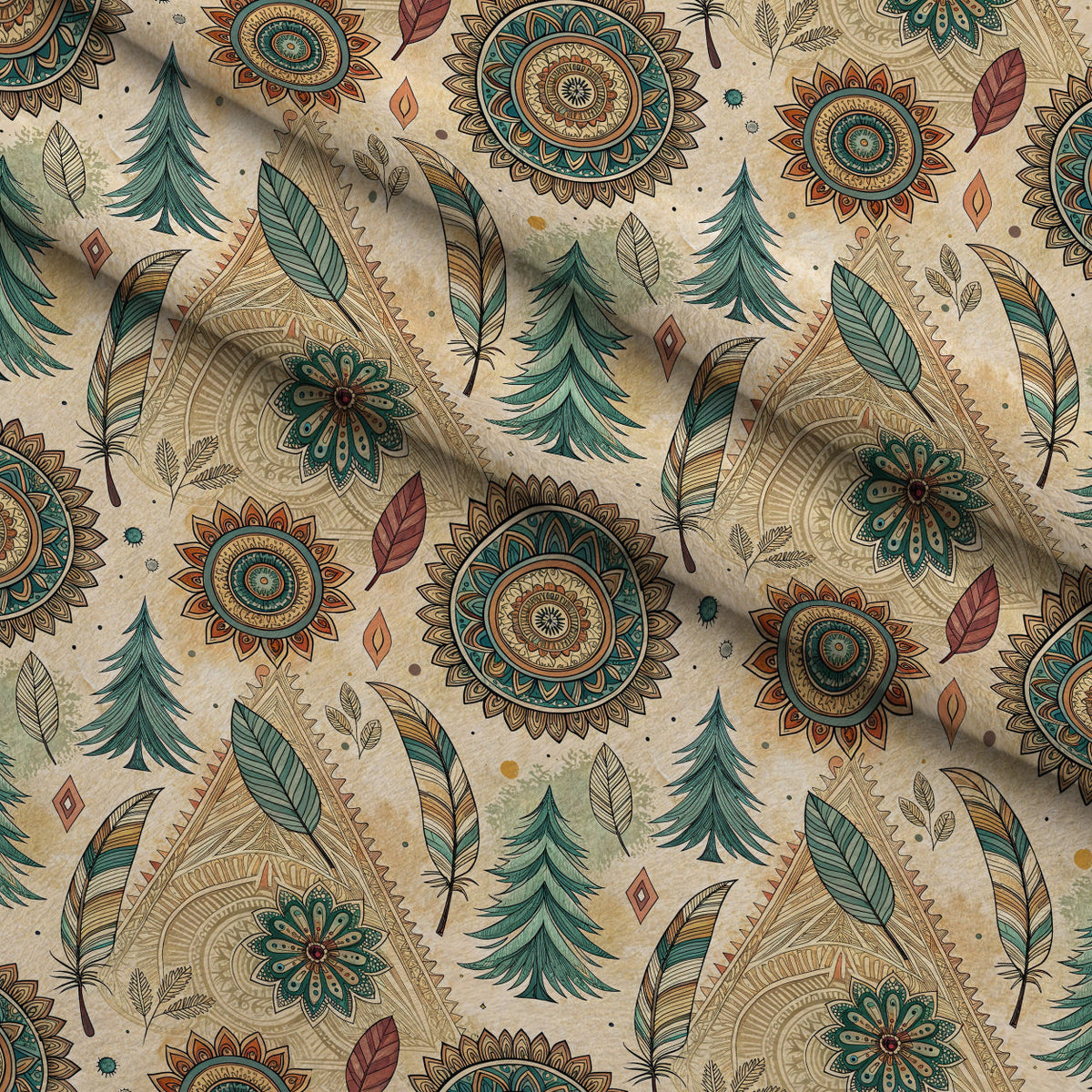 Earthen Plumes Pattern 8 Fleece Fabric — fleece fabric folded close-up preview (mv-fleece-v1:lying)