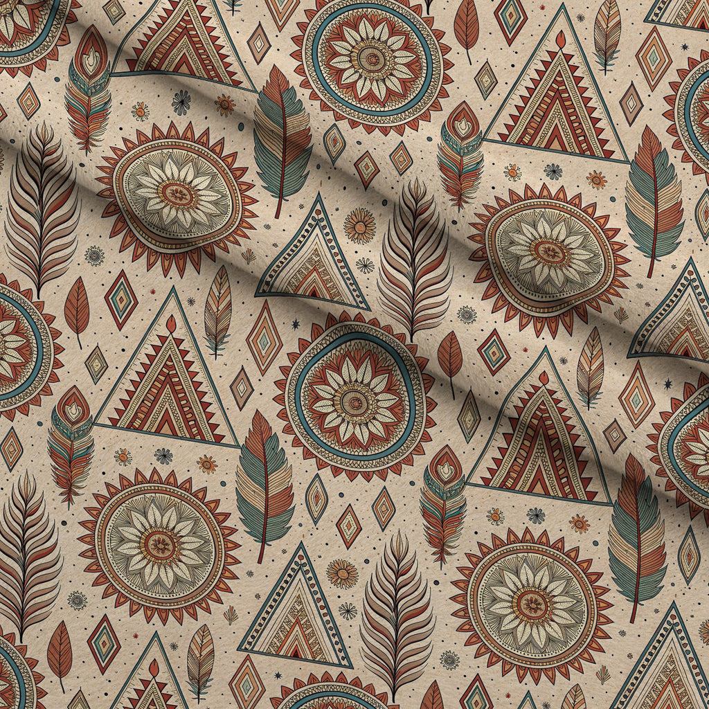 Earthen Plumes Pattern 9 Fleece Fabric — fleece fabric folded close-up preview (mv-fleece-v1:lying)