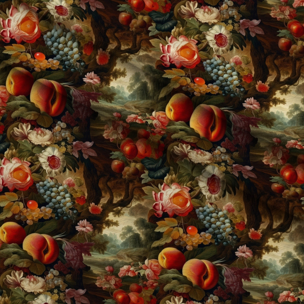 Eden Harvest Pattern 4 Fleece Fabric — fleece fabric folded close-up preview (mv-fleece-v1:lying)