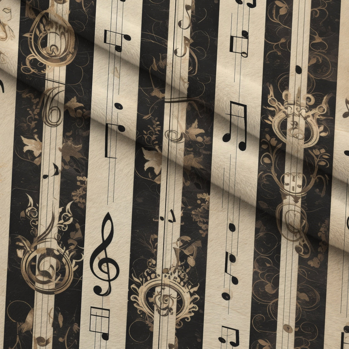 Elegant Music Fleece Fabric — fleece fabric folded close-up preview (mv-fleece-v1:lying)