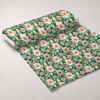 Emerald Blush Blooms Pattern 10 Fleece Fabric — fleece fabric unrolled bolt preview (mv-fleece-v1:bolt)