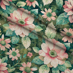 Emerald Blush Blooms Pattern 10 Fleece Fabric — fleece fabric folded close-up preview (mv-fleece-v1:lying)