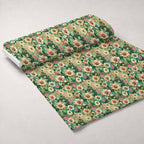 Emerald Blush Blooms Pattern 12 Fleece Fabric — fleece fabric unrolled bolt preview (mv-fleece-v1:bolt)