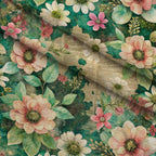 Emerald Blush Blooms Pattern 12 Fleece Fabric — fleece fabric folded close-up preview (mv-fleece-v1:lying)