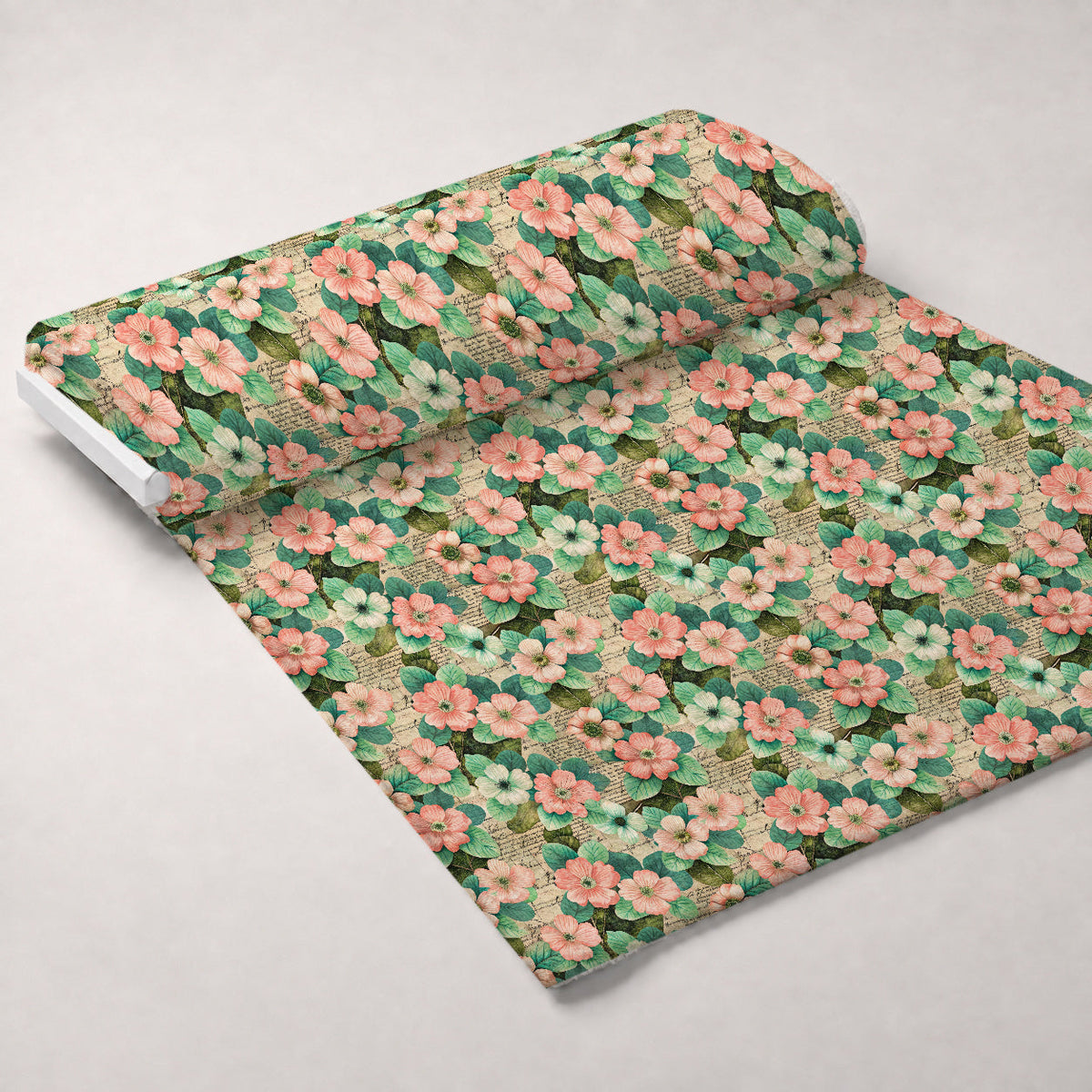 Emerald Blush Blooms Pattern 3 Fleece Fabric — fleece fabric unrolled bolt preview (mv-fleece-v1:bolt)